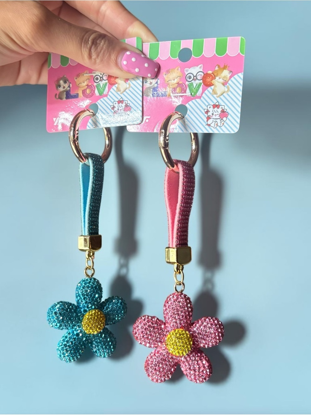Glitter Flower Keychain Charms (Set of 2)